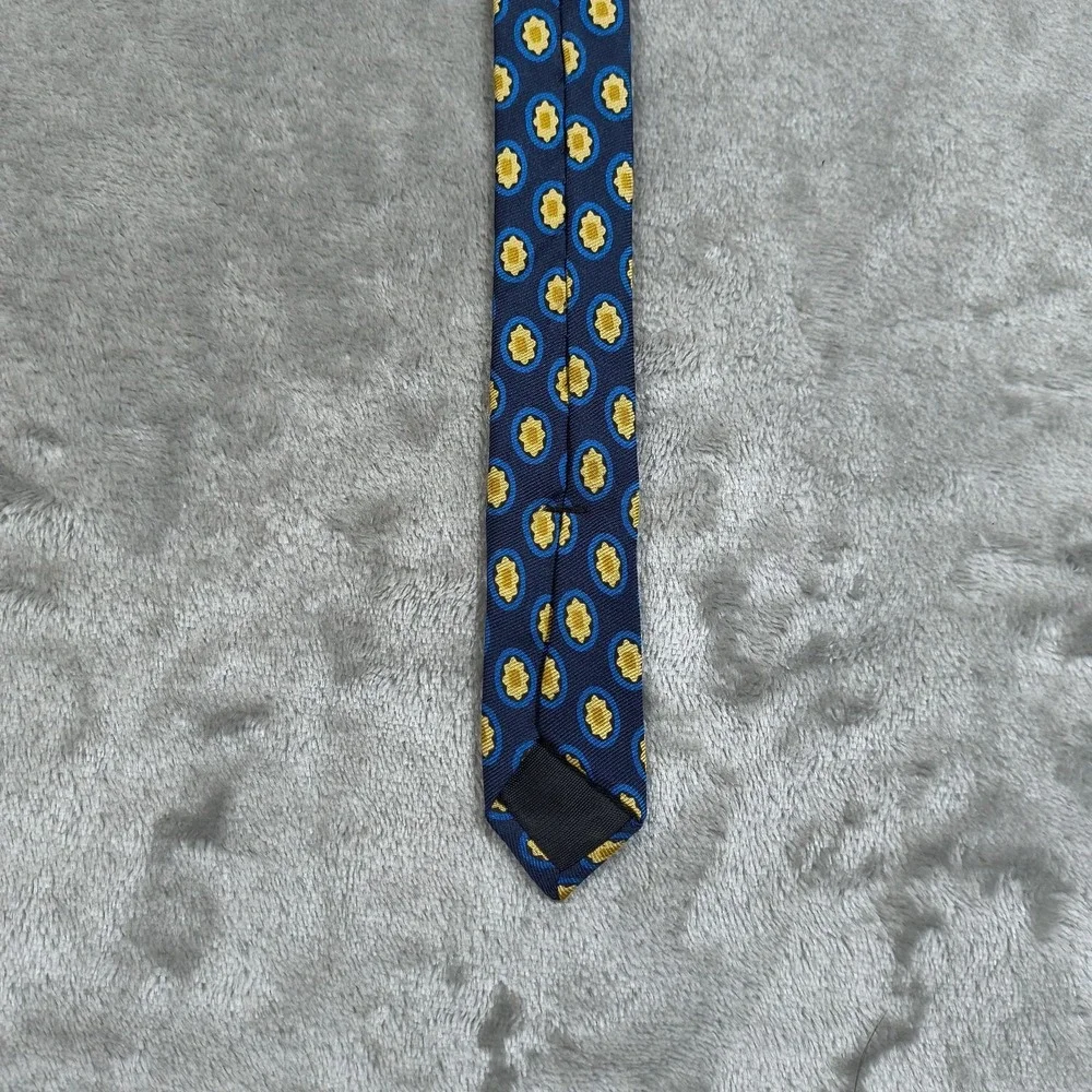 Vintage Valentino Tie Mens 57x3.75 Blue Floral Polka Dot Silk Giovanni Italy